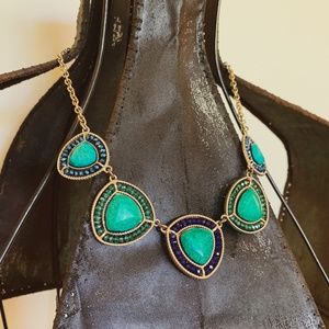 Gold and Turquoise Beaded Necklace